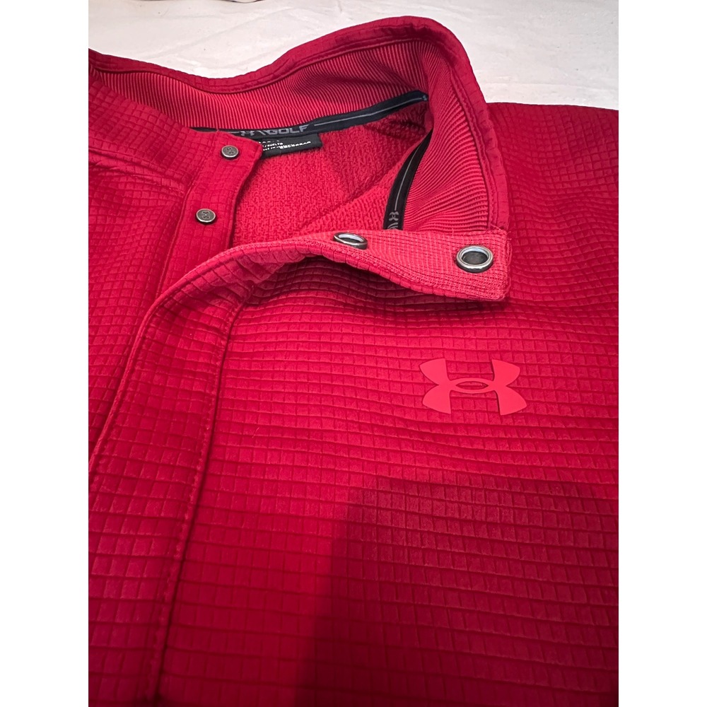 Under Armour Golf Storm Pullover Red Waffle Snap Fleece Mens XXL 1356650